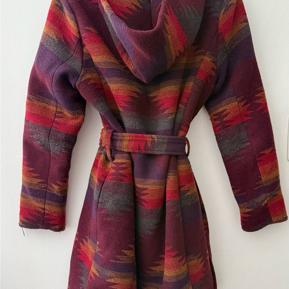 Steve Madden Aztec Wrap Coat with Hood - Picture 2 of 3